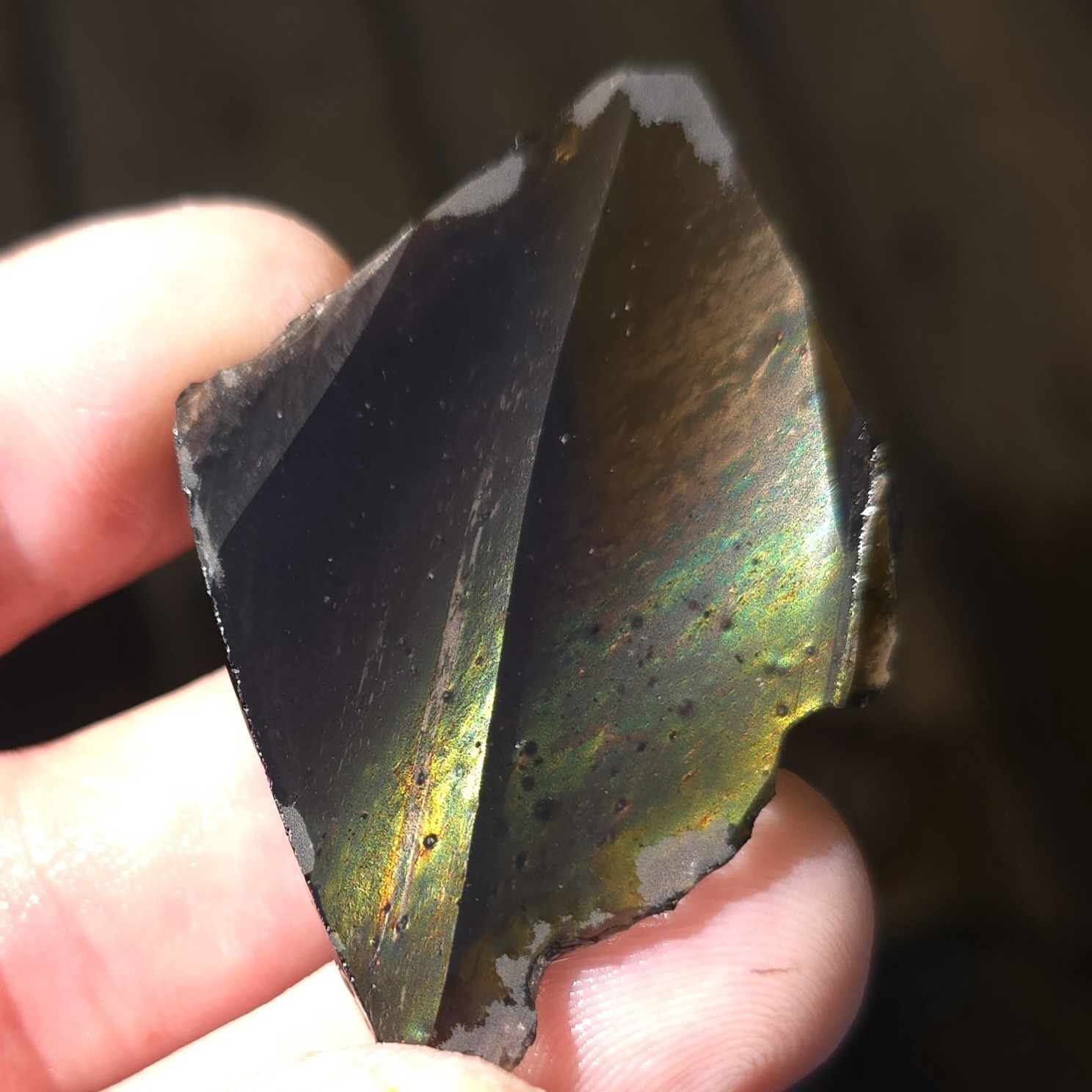Fire Obsidian - High Grade Lapidary Slab – Glass Buttes OR  – Iridescent