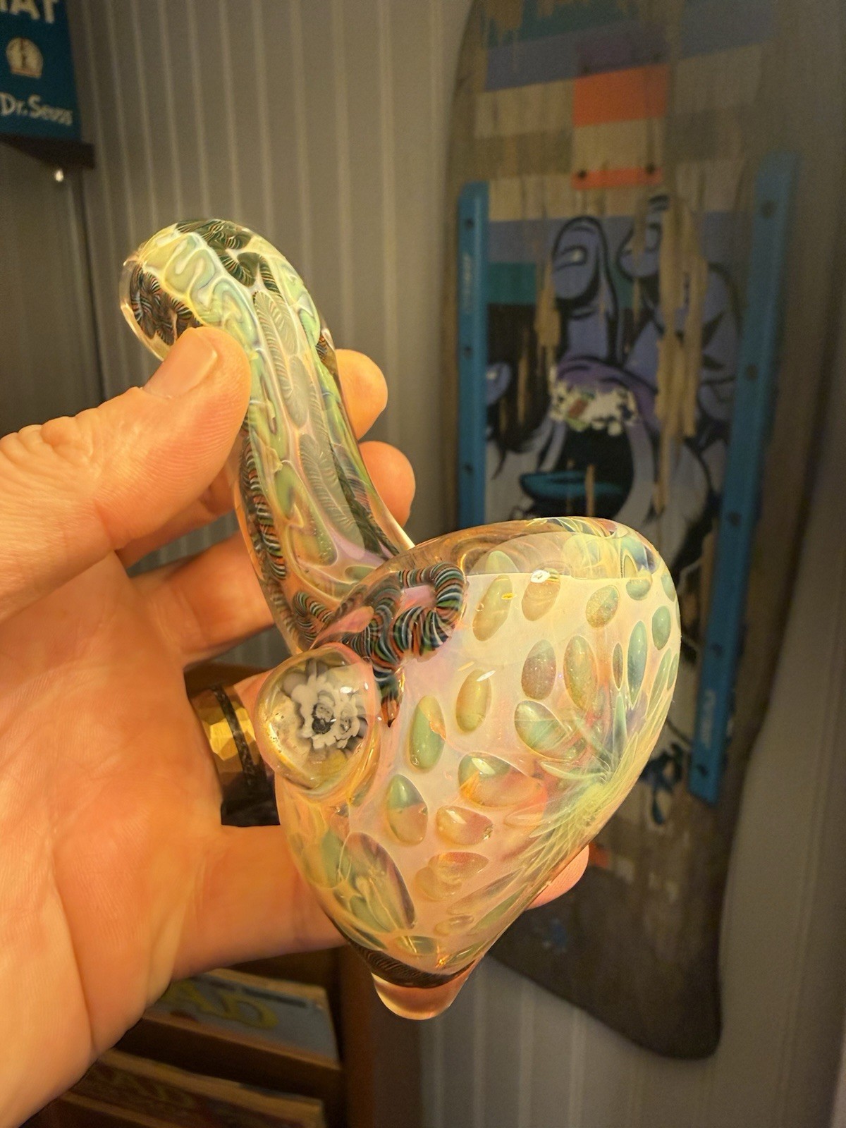 Thick Inside out glass art work fumed Cheech and Chong Millie  flat mouth