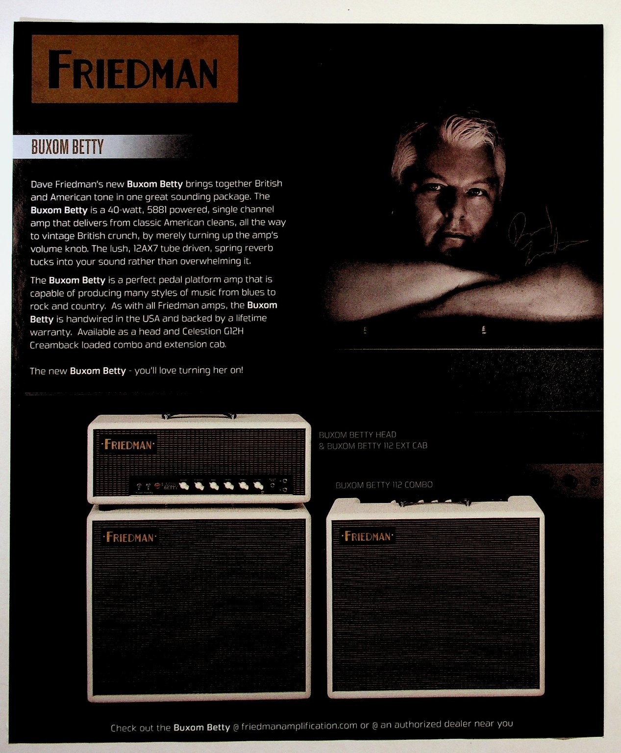 Friedman Buxom Betty Guitar Amp Vintage Ad Original Print Ephemera Friedman Buxom Betty Guitar Amp Vintage Ad Original Print Ephemera