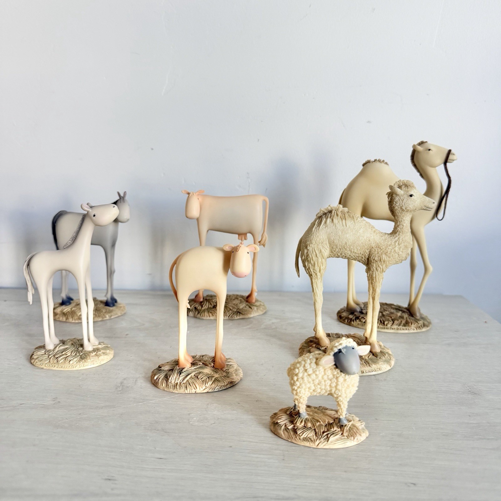DEMDACO Pure of Heart Nativity Animals Claire Stoner 2005 7 Pc Set w Boxes