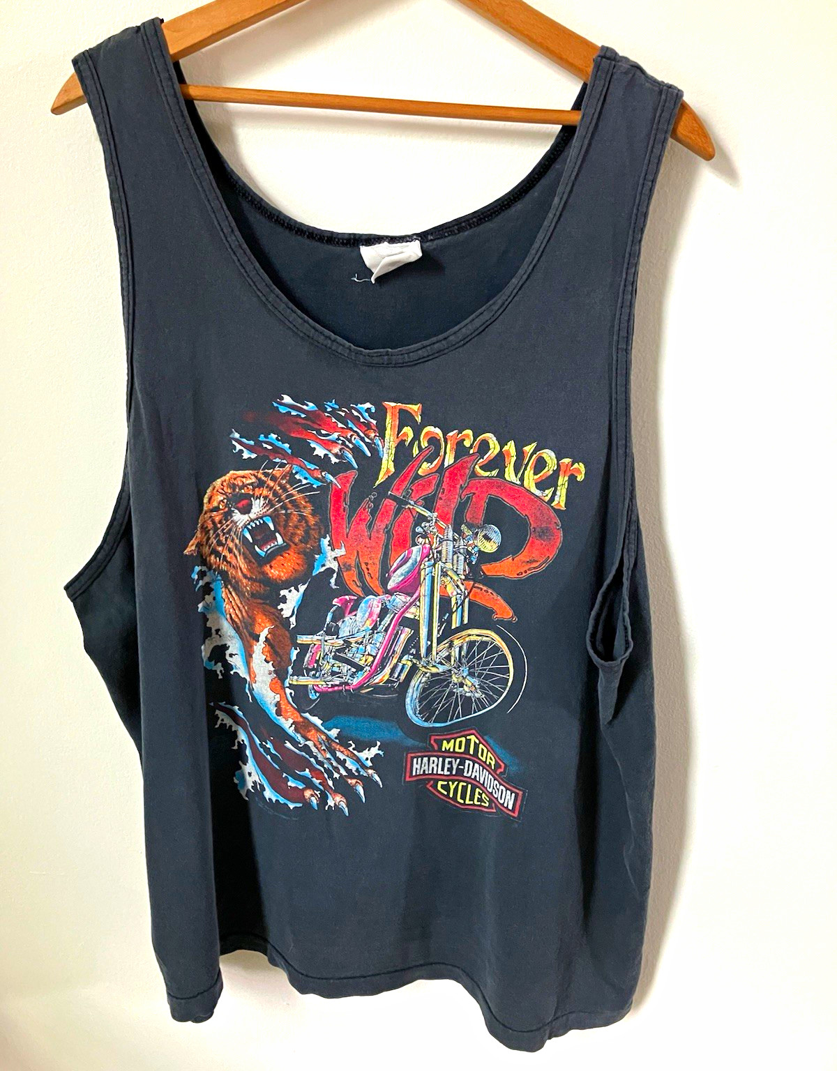 Vintage 1991 Harley Davidson "Forever Wild" Tiger/Chopper Tank Top SzXL SSI Tag Vintage 1991 Harley Davidson "Forever Wild" Tiger/Chopper Tank Top SzXL SSI Tag