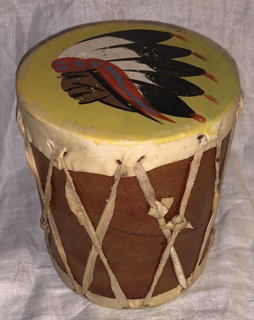 Neat Vintage Native American Design Small Drum Hand Paint Decorated Neat Vintage Native American Design Small Drum Hand Paint Decorated