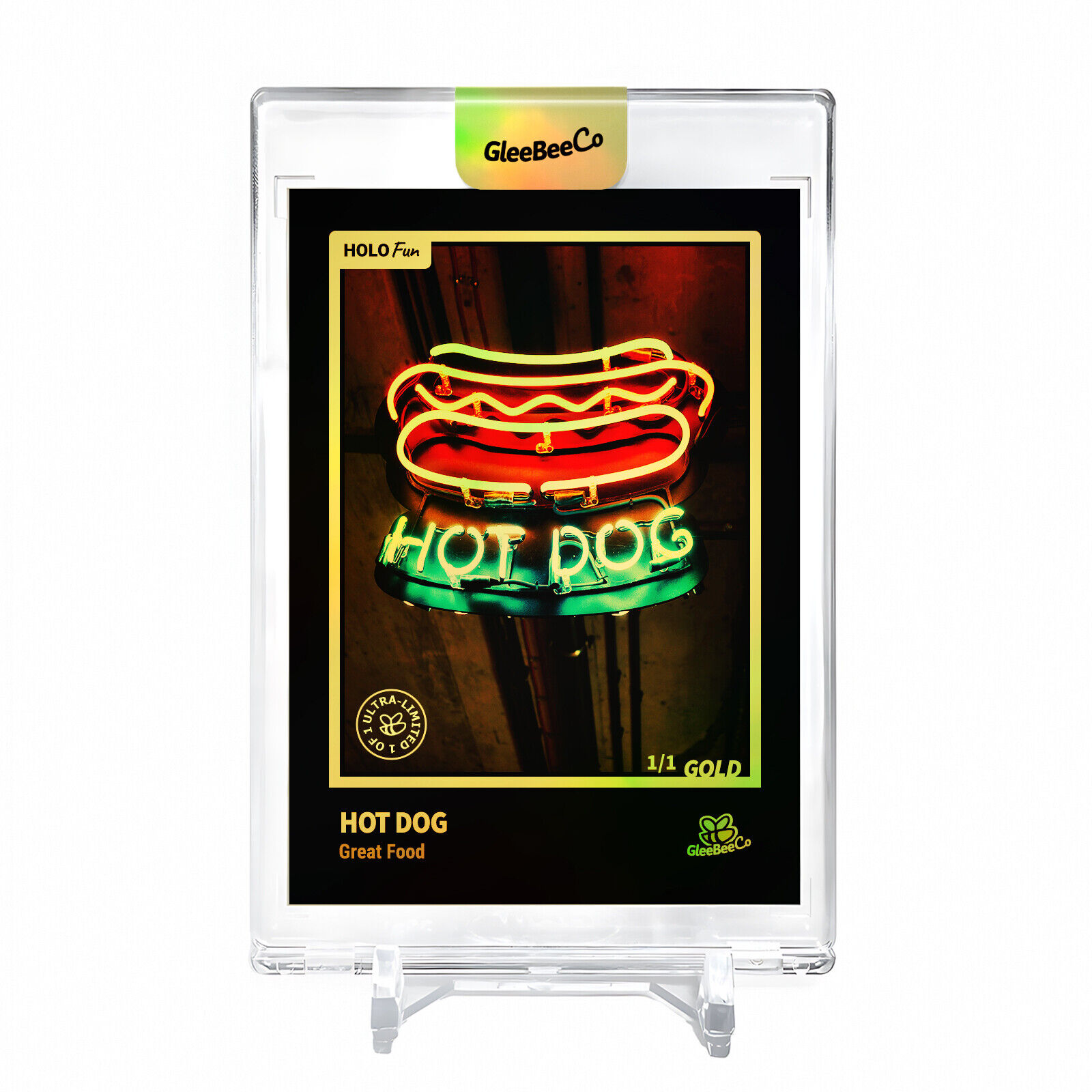 HOT DOG Card 2023 GleeBeeCo Holo Fun Neon Sign #HTNN [INCREDIBLE] *GOLD* 1/1