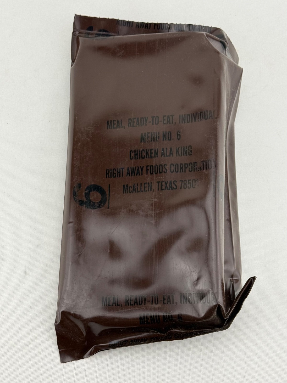 USGI, 1991, MRE, Menu No. 6, Chicken Ala King