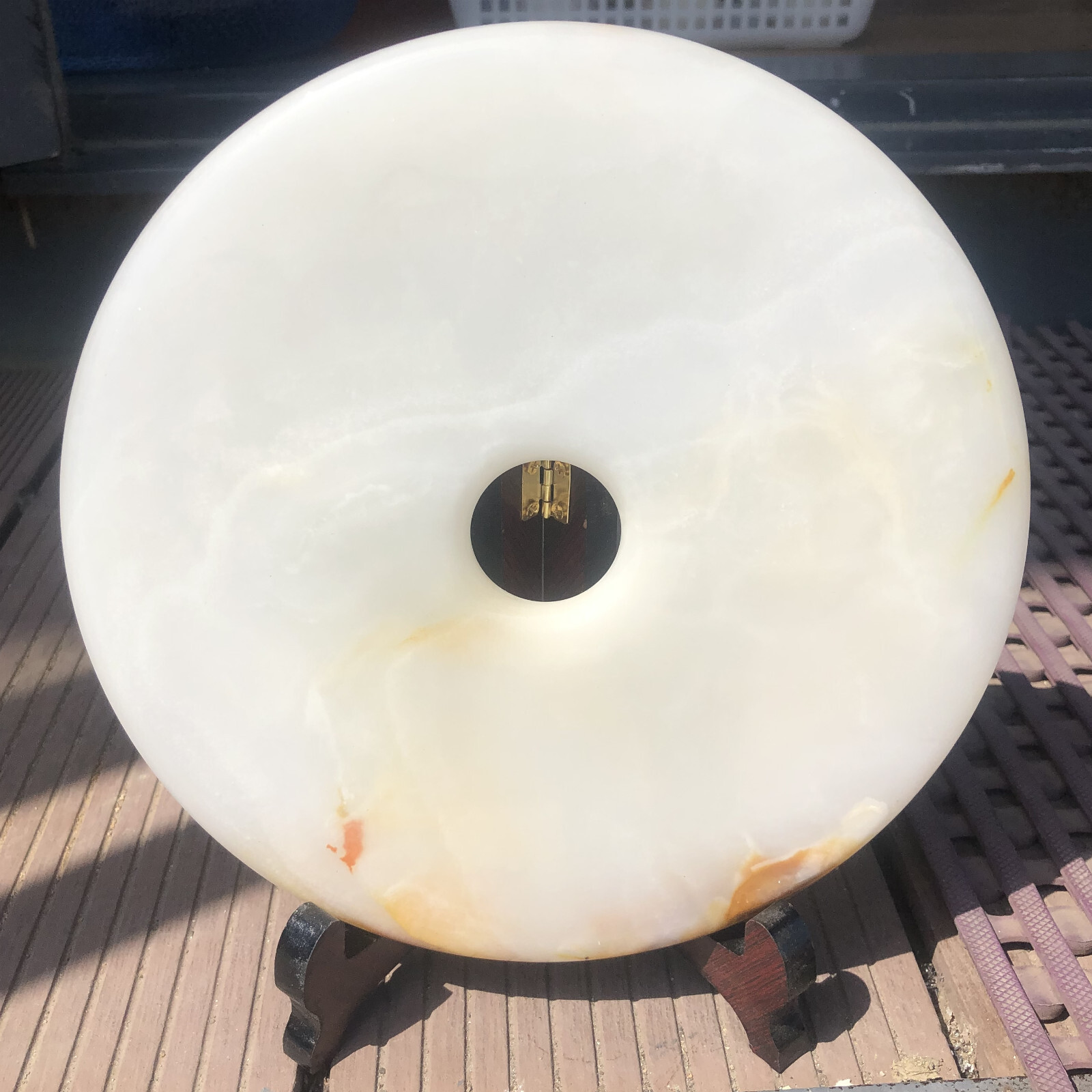 8" Antique Chinese Jade Bi Disc Hand-carved Statue Decor Exorcise Evil Spirits 8" Antique Chinese Jade Bi Disc Hand-carved Statue Decor Exorcise Evil Spirits