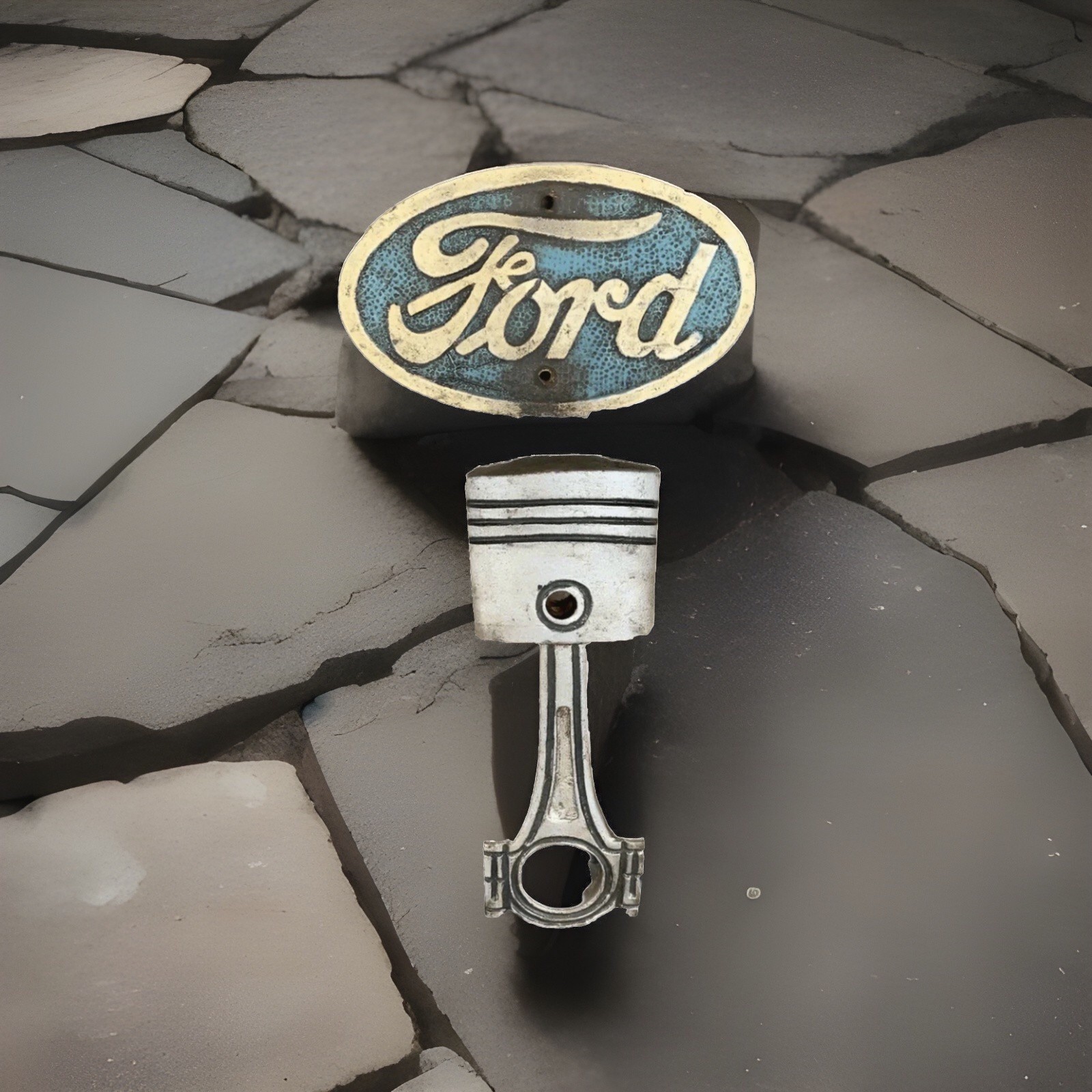 Retro Ford Piston Door Handle Plaque Car Club Painted Antique Finish 9x4” Retro Ford Piston Door Handle Plaque Car Club Painted Antique Finish 9x4”