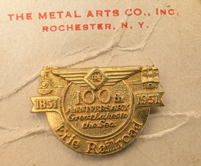 Vintage 1951 Erie Railroad Centennial Pin Great Lakes to the Sea Vintage 1951 Erie Railroad Centennial Pin Great Lakes to the Sea