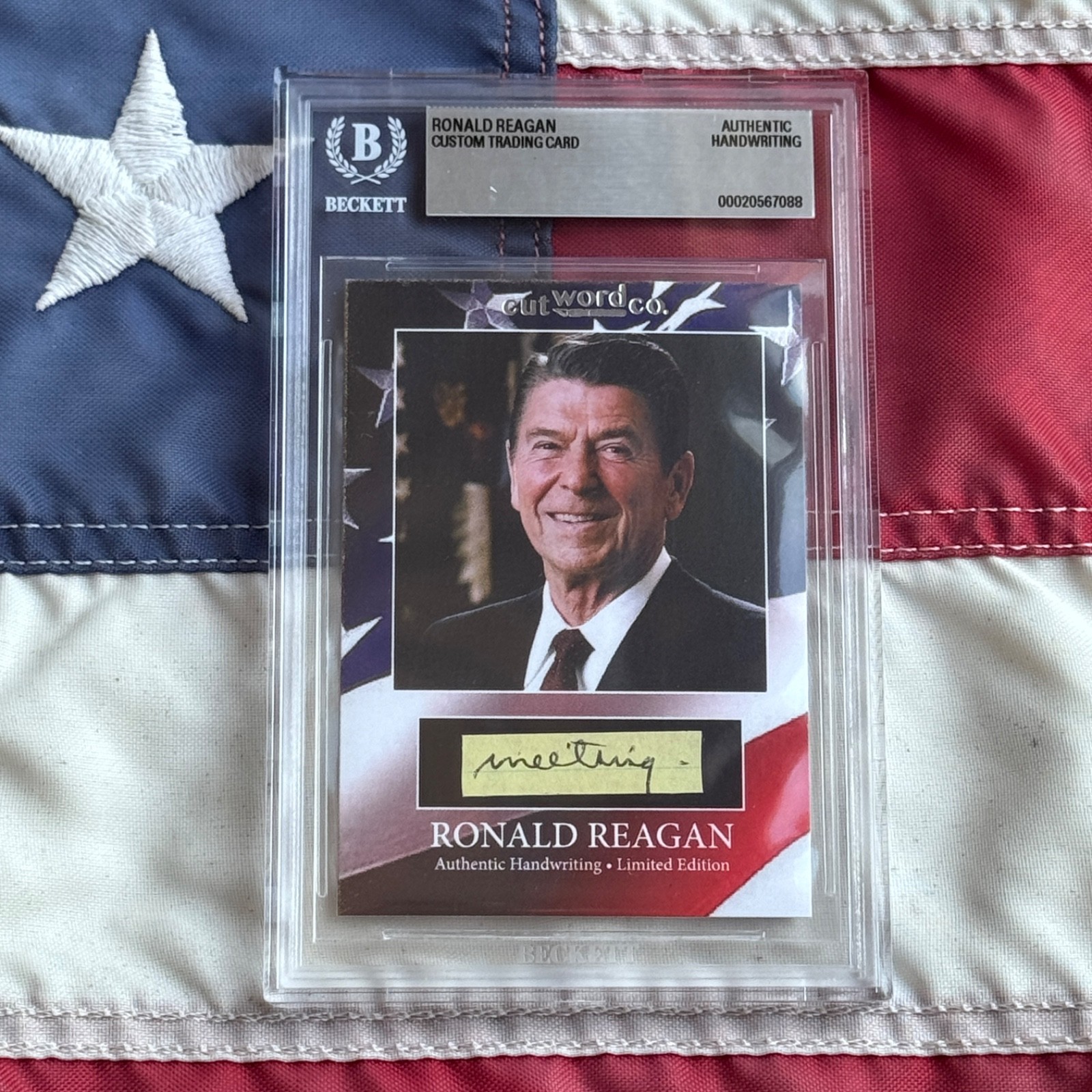 Ronald Reagan Handwritten Word Cut from an Autograph Letter Signed Beckett BAS Ronald Reagan Handwritten Word Cut from an Autograph Letter Signed Beckett BAS