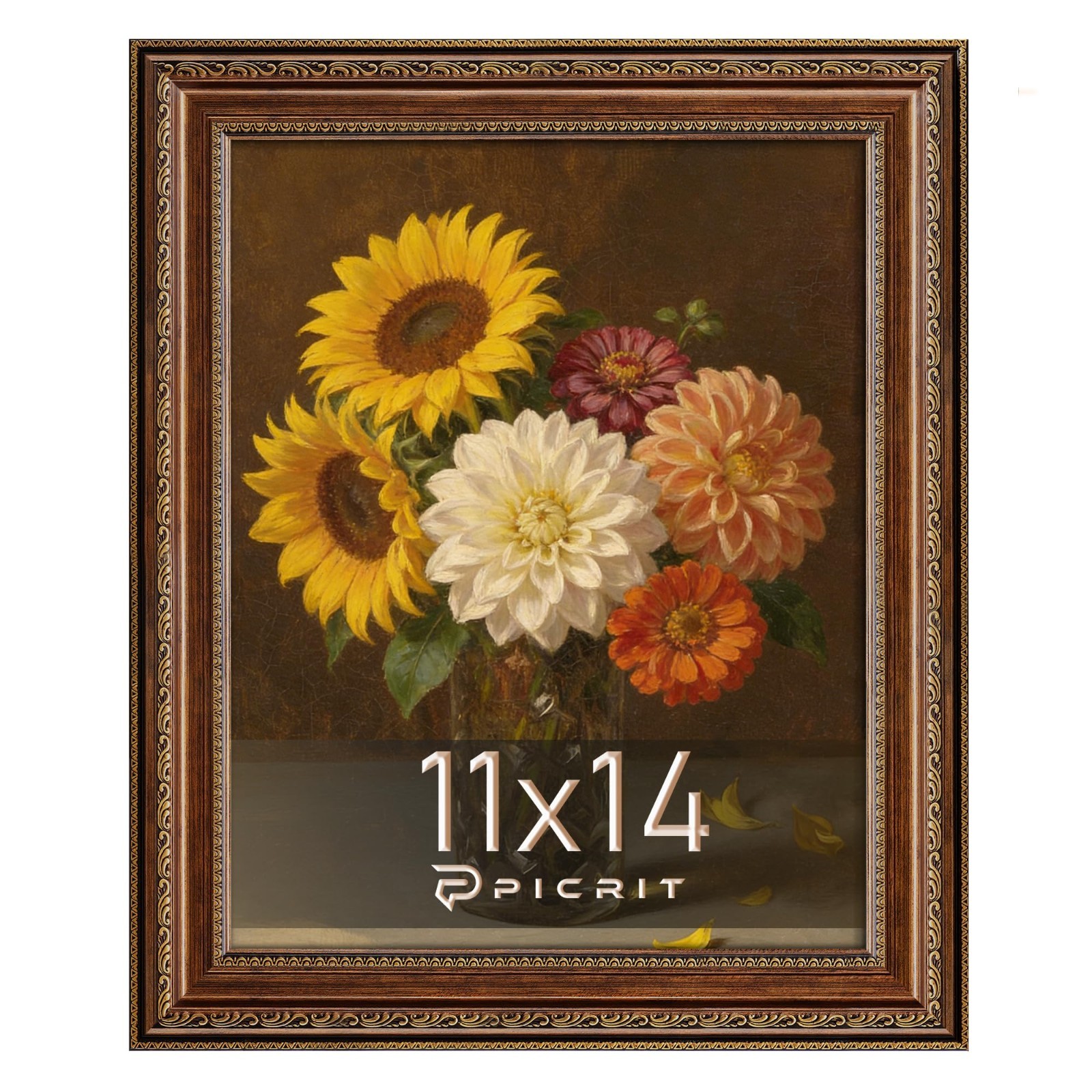 Antique Gold Bronze 11x14 Picture Frame with Tempered Glass - 1 Pack, Home Decor Antique Gold Bronze 11x14 Picture Frame with Tempered Glass - 1 Pack, Home Decor