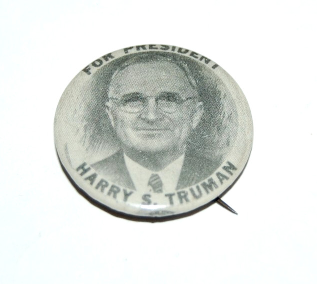 Rare 1948 HARRY S. TRUMAN For President campaign pin pinback button political