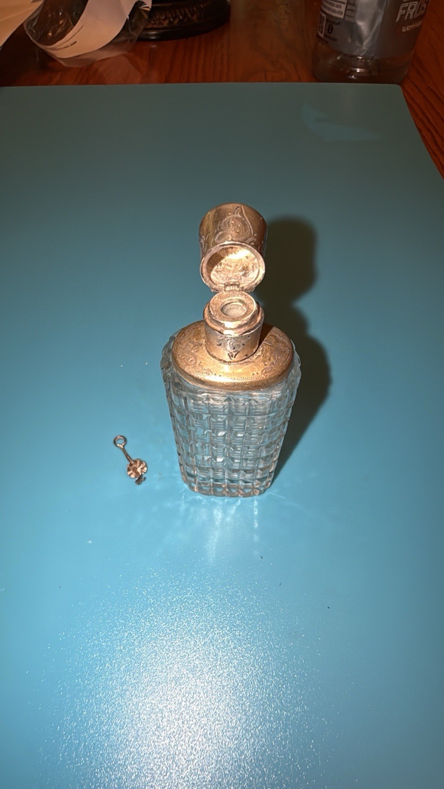 Antique Manganese Glass Perfume Bottle Sterling Silver Top And Dauber Antique Manganese Glass Perfume Bottle Sterling Silver Top And Dauber