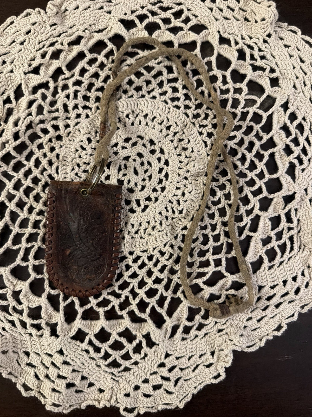 Vintage Tooled Leather Neck Pouch / Mini Utility Pouch Vintage Tooled Leather Neck Pouch / Mini Utility Pouch