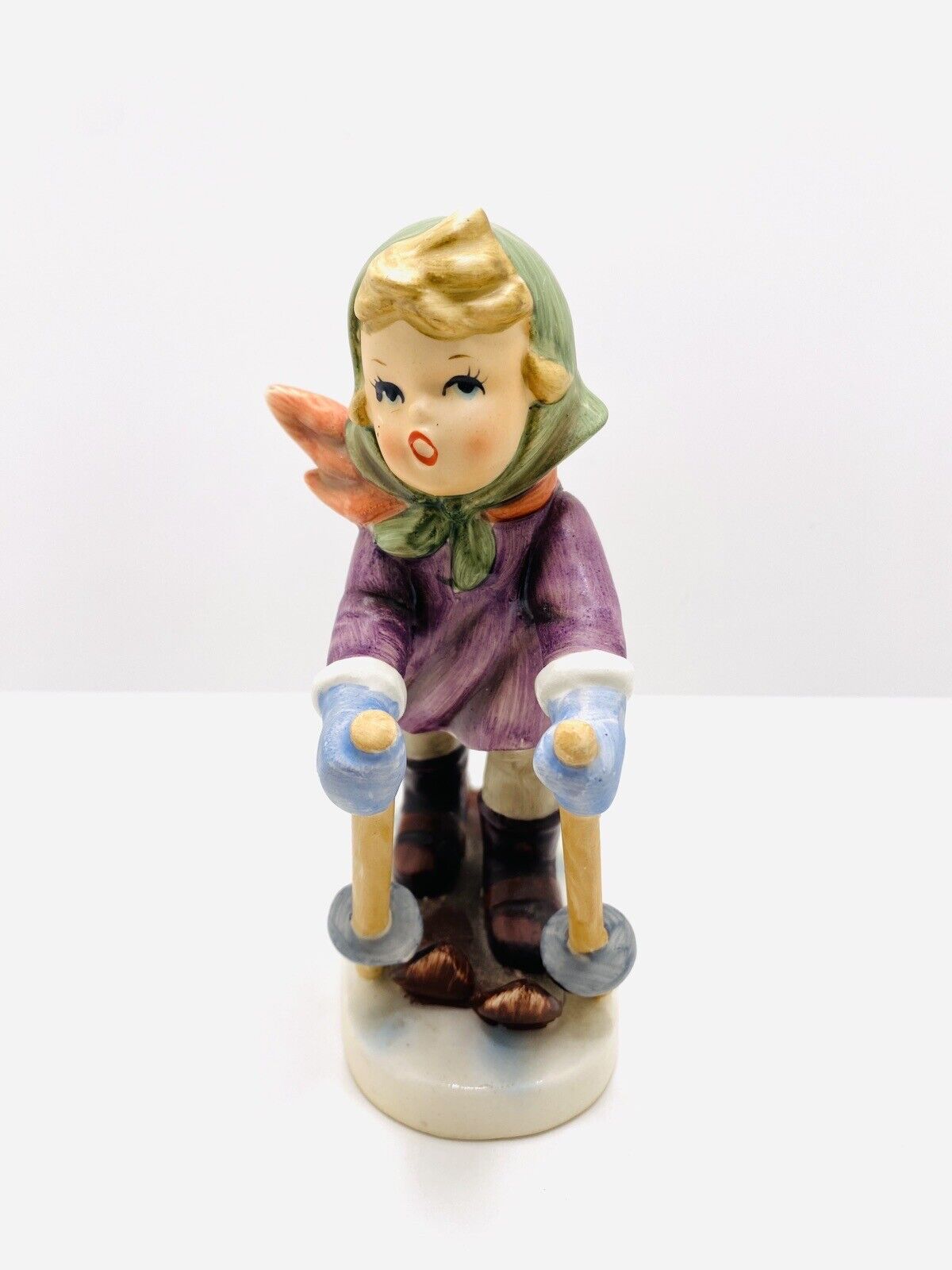 Vintage Napcoware Figurine Girl With Skis Import Japan 