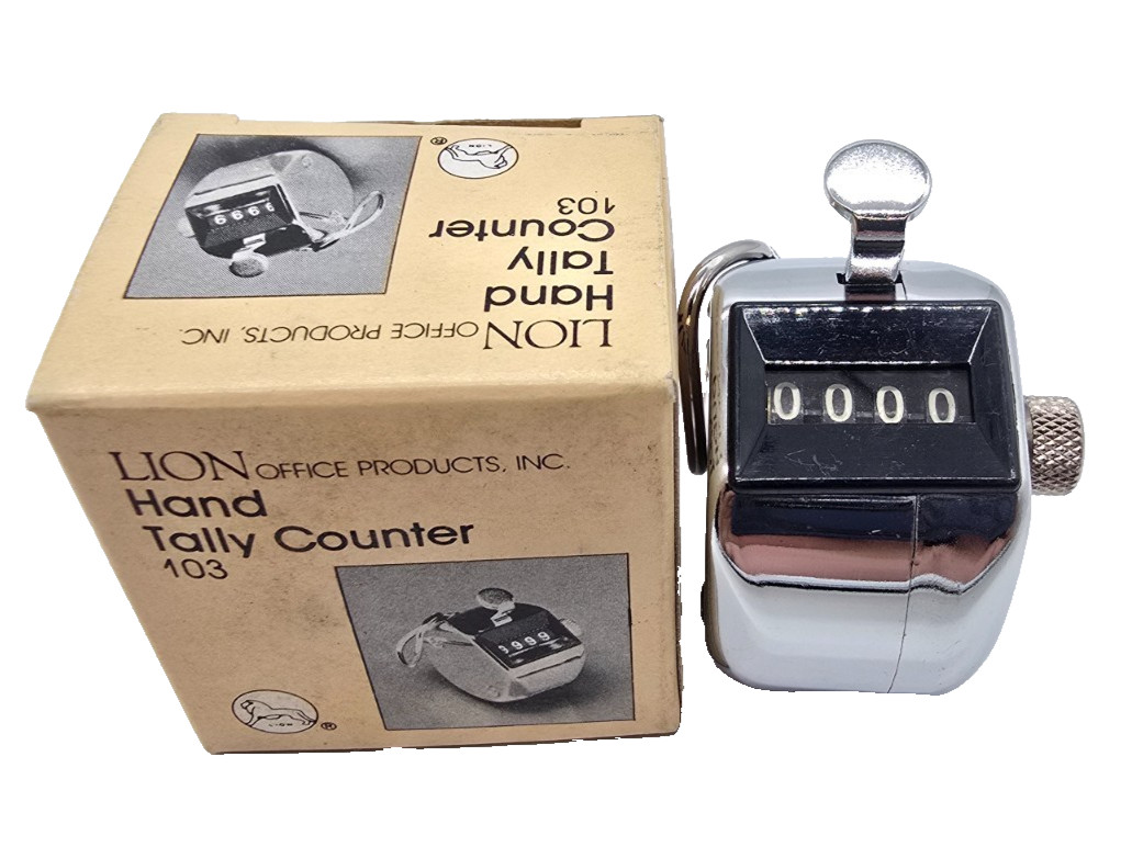Vintage LION Hand Tally Counter 103 Mechanical 4 Digit JAPAN New in Box NOS Vintage LION Hand Tally Counter 103 Mechanical 4 Digit JAPAN New in Box NOS