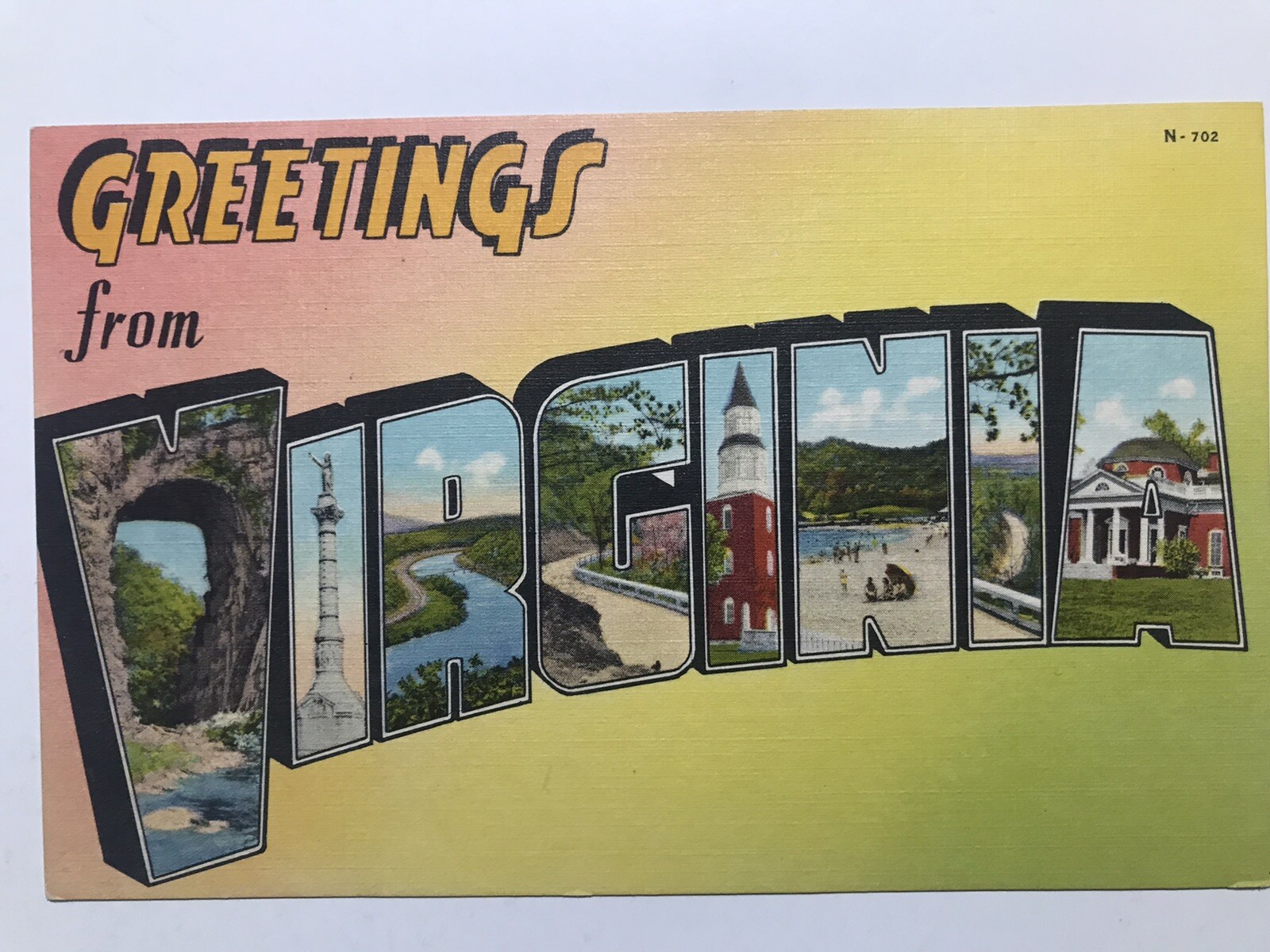 1940 Greetings From Virginia Postcard 1940 Greetings From Virginia Postcard