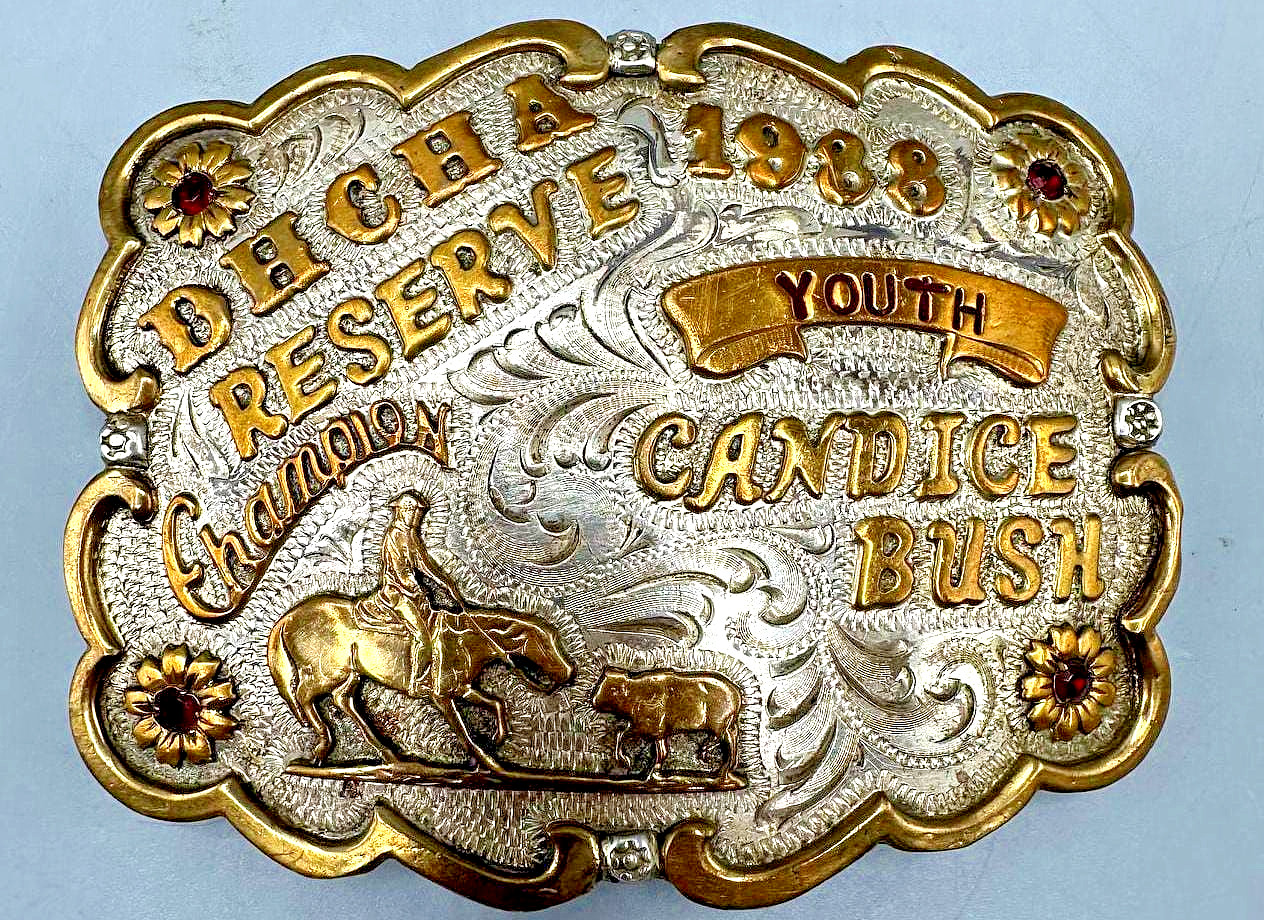 Vintage 1988 Frontier Sterling Overlay DBCHA Youth Reserve Champion Belt Buckle Vintage 1988 Frontier Sterling Overlay DBCHA Youth Reserve Champion Belt Buckle