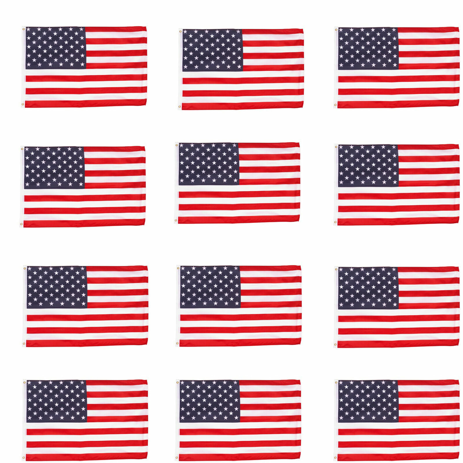 Wholesale lot 12 3' x 5' ft. USA US American Flag Stars Grommets United States Wholesale lot 12 3' x 5' ft. USA US American Flag Stars Grommets United States
