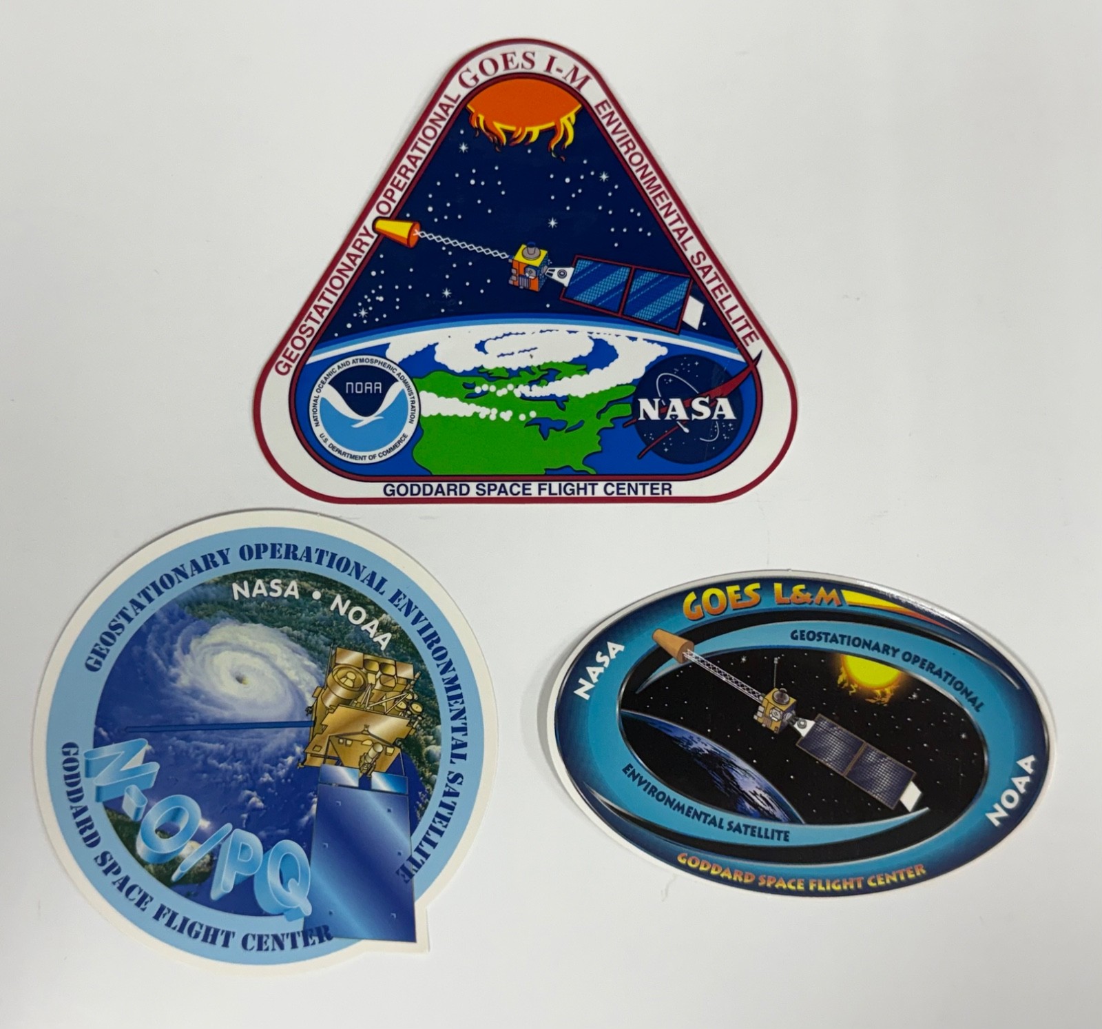 Vintage NASA NOAA GOES Weather Satellite Sticker Decal Lot of 3 GSFC 1994-2006 Vintage NASA NOAA GOES Weather Satellite Sticker Decal Lot of 3 GSFC 1994-2006