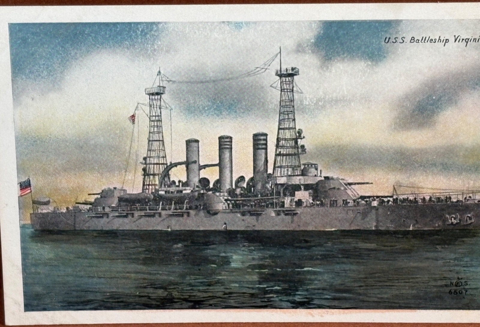 Original USS Virginia BB-13 Battleship Great White Fleet 1910s USN Postcard 6507 Original USS Virginia BB-13 Battleship Great White Fleet 1910s USN Postcard 6507
