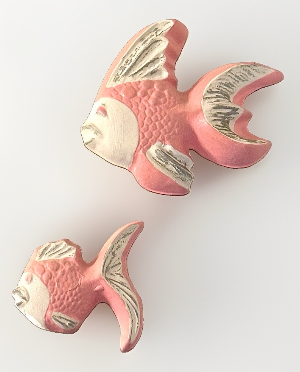 Vintage MCM ChalkWare Pink fish Wall Decor