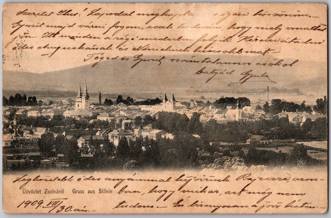 Rare 1909 Antique Hungary/Slovakia Postcard Zsolnarol Sillein Village Zilina Rare 1909 Antique Hungary/Slovakia Postcard Zsolnarol Sillein Village Zilina