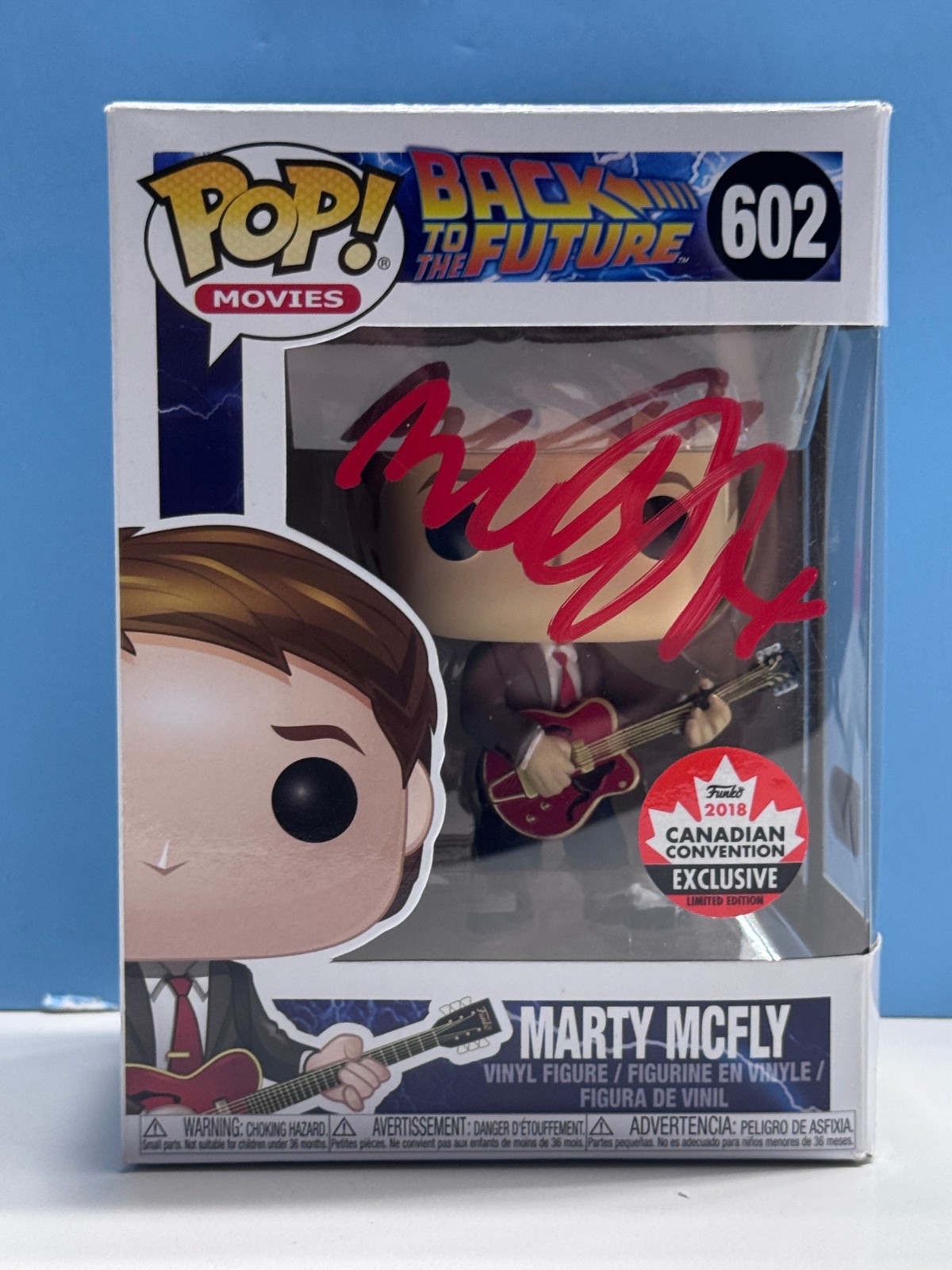 Funko Pop BACK TO FUTURE - MARTY McFLY canada exc #602 SIGNED AUTHENTICATED COA