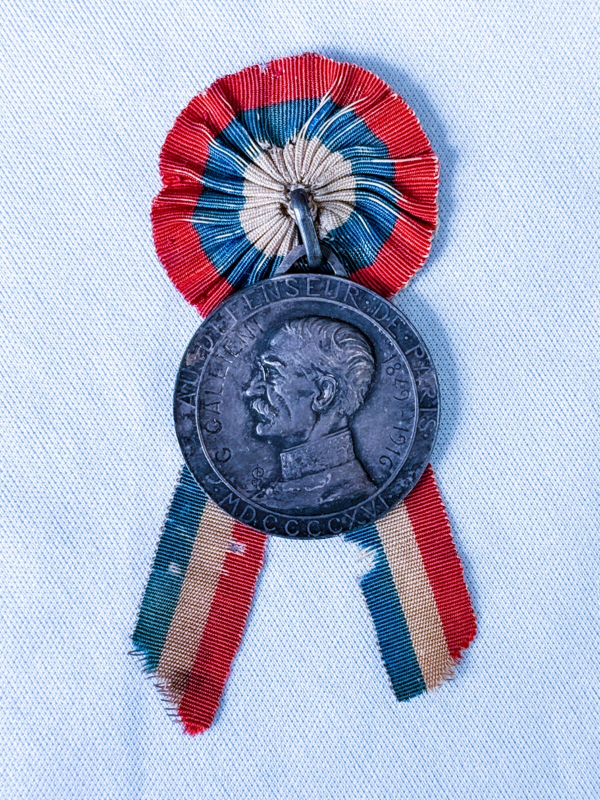 WWI France Defense of Paris General Gallieni Medal w Ribbon
