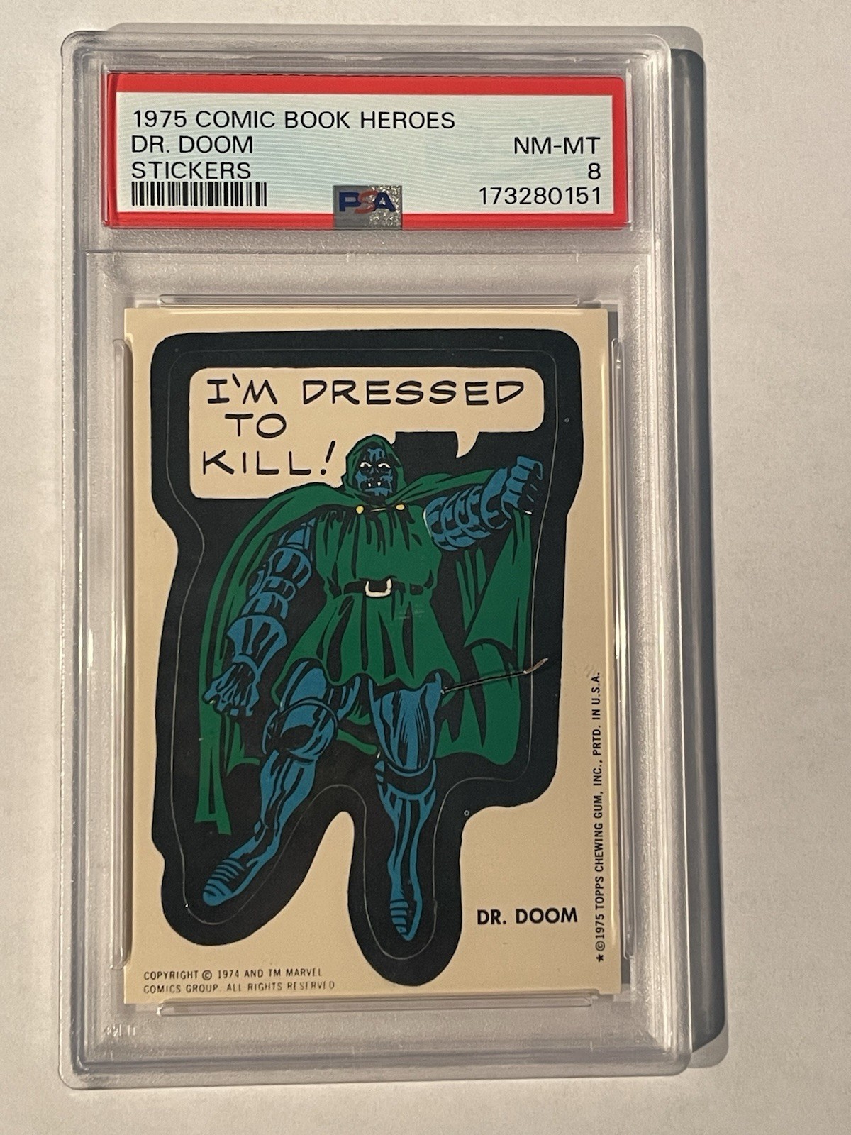 1975 Topps Marvel DR DOOM PSA 8 RC Rookie. Doctor Comic Book Heroes Stickers 1975 Topps Marvel DR DOOM PSA 8 RC Rookie. Doctor Comic Book Heroes Stickers