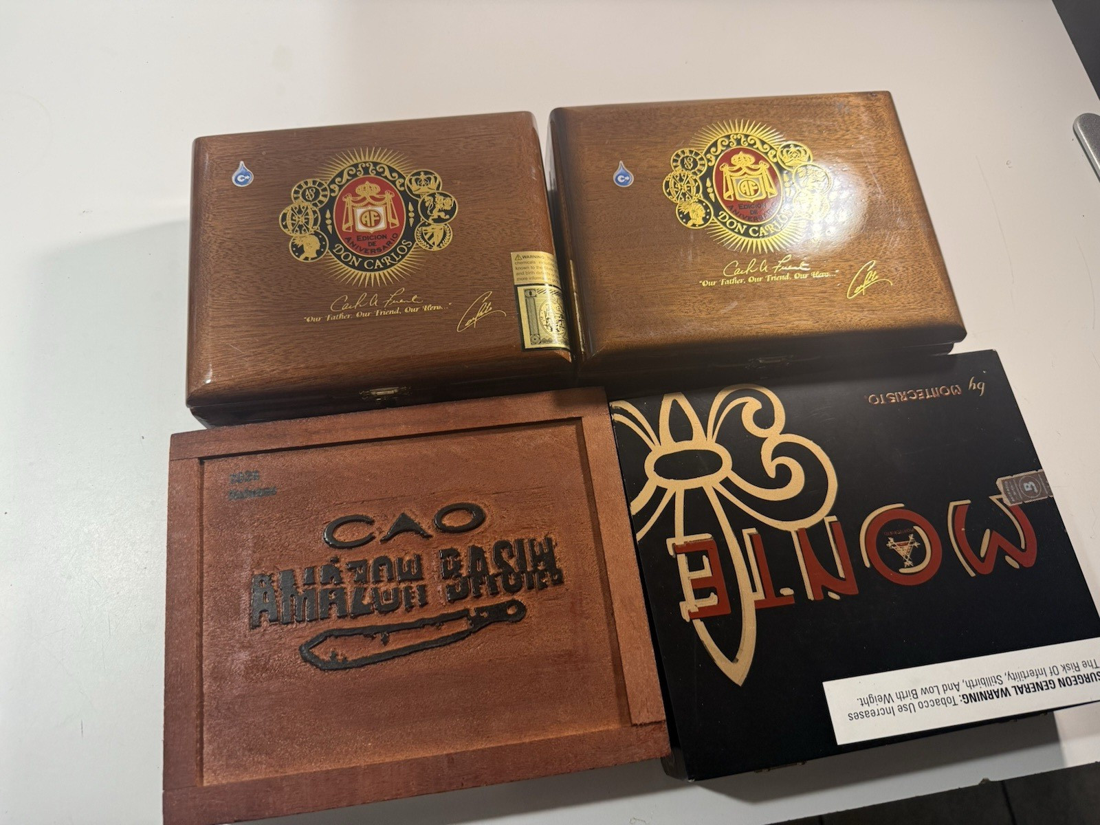 Lot of 4 Vintage Empty Wooden Cigar Boxes