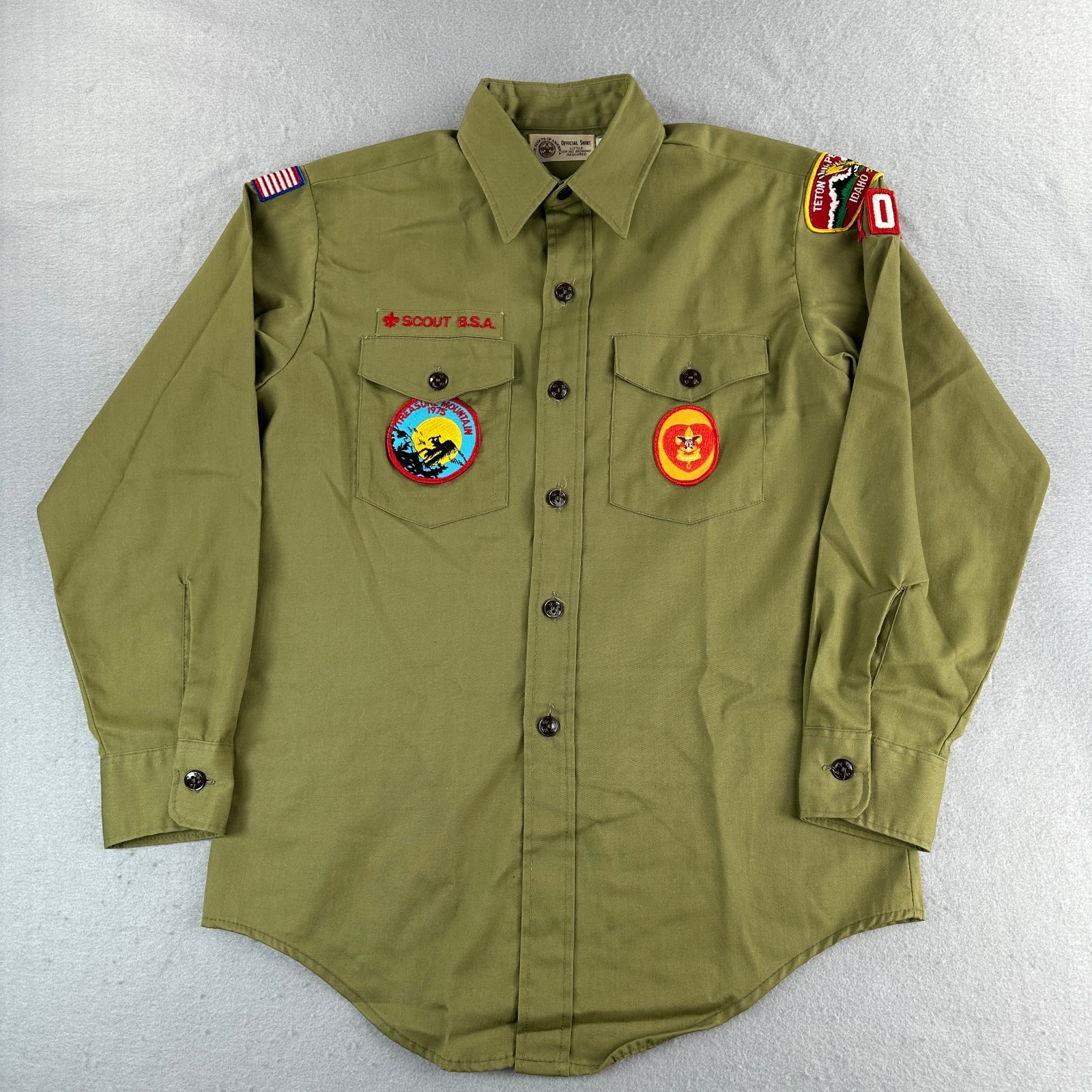 Vintage Boy Scouts of America Uniform Shirt Mens Small 14.5 Green Rare 70s BSA Vintage Boy Scouts of America Uniform Shirt Mens Small 14.5 Green Rare 70s BSA