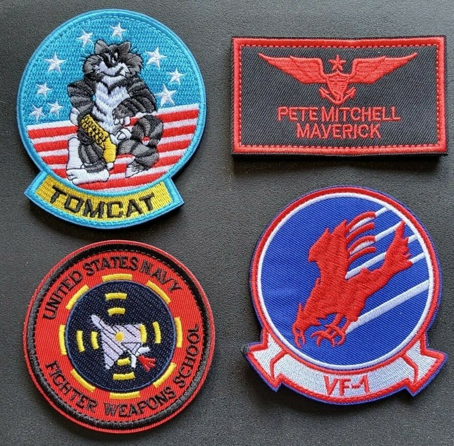 Top Gun Set of 4 Maverick Hook & Loop patches Top Gun Set of 4 Maverick Hook & Loop patches
