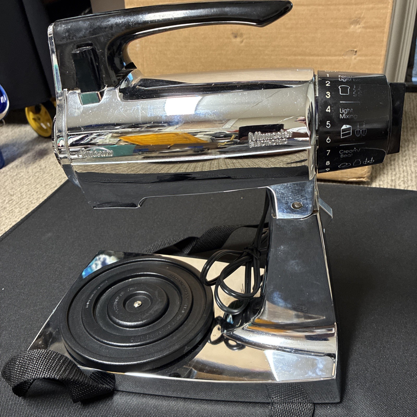 🌼 Vintage Sunbeam Mixmaster 12 Speed Mixer Black & Chrome WORKS 🌼 Vintage Sunbeam Mixmaster 12 Speed Mixer Black & Chrome WORKS