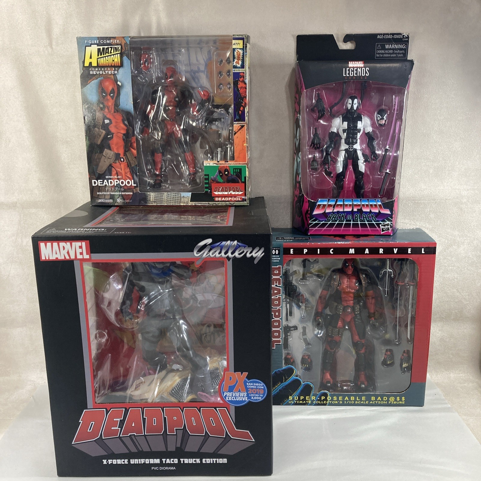 Deadpool Figure Lot Marvel 2019 PX Exclusive Diorama, Yamaguchi, Epic Marvel And Deadpool Figure Lot Marvel 2019 PX Exclusive Diorama, Yamaguchi, Epic Marvel And