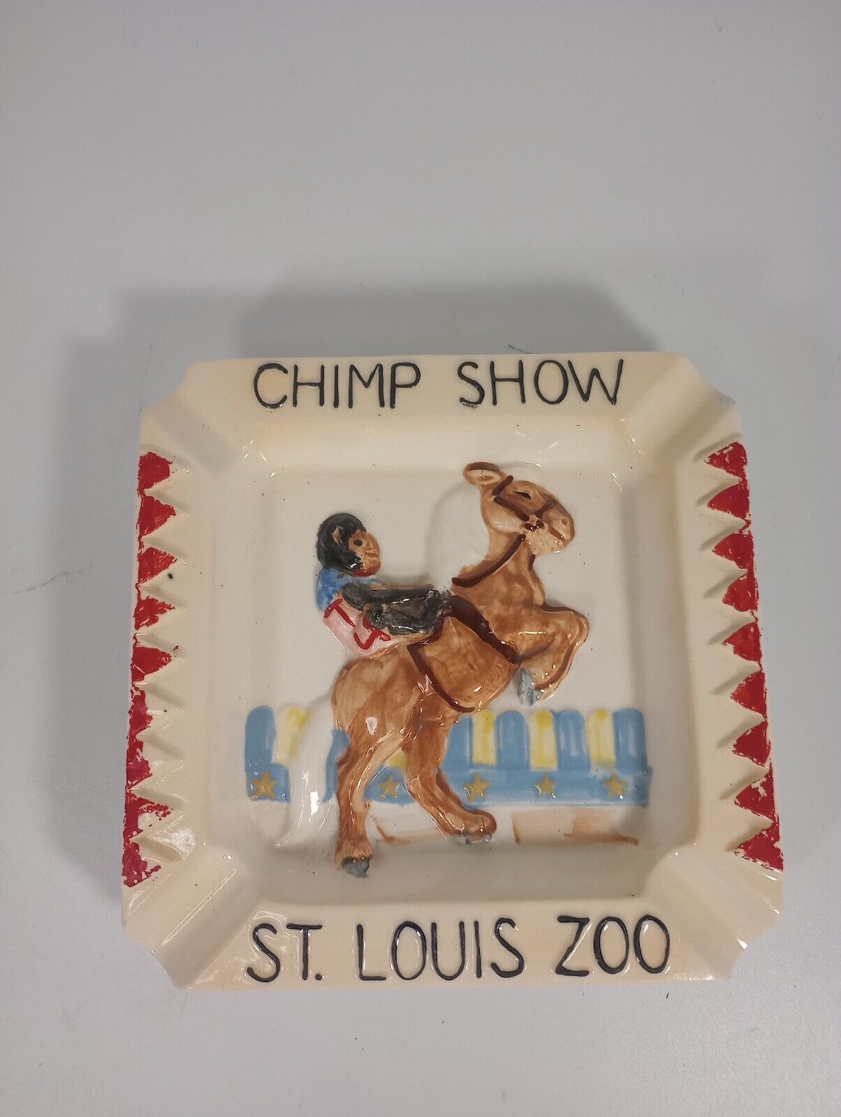 Rare Vintage 1950's St. Louis Zoo Chimp Show Ashtray Souvenir HTF