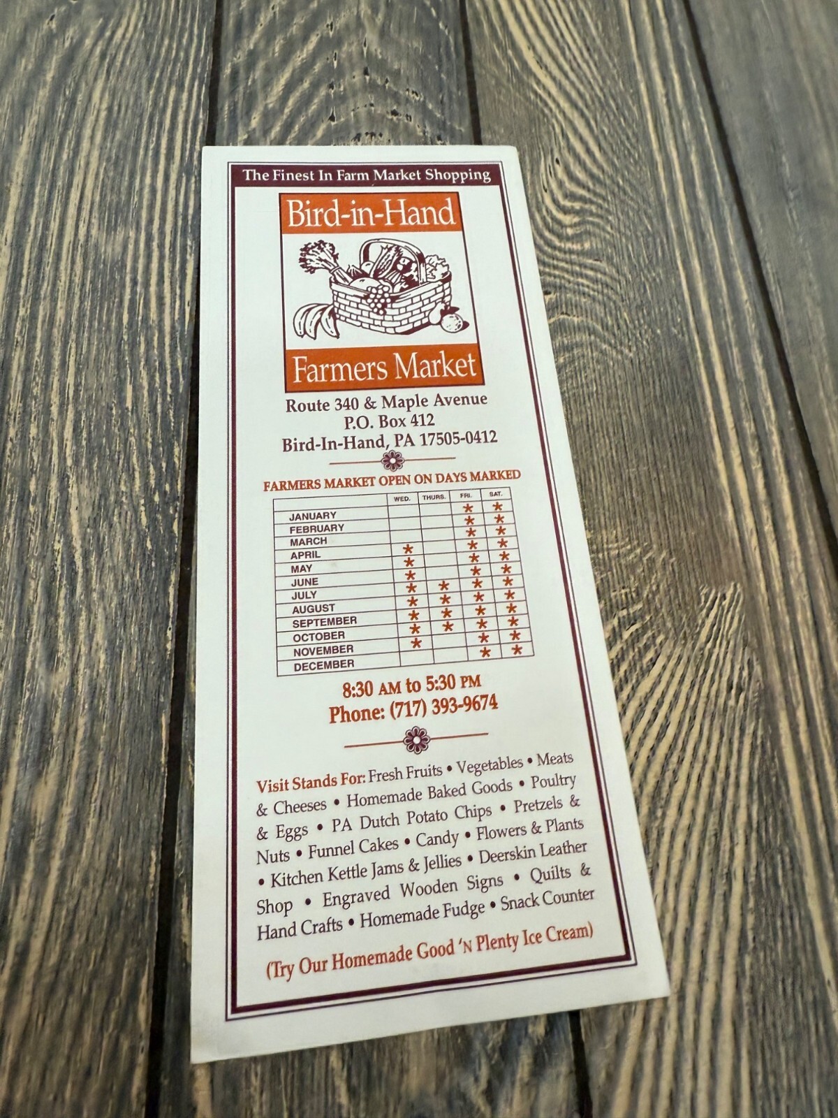 Bird-In-Hand Farmers Market Brochure With Market Days & Vendor Information Bird-In-Hand Farmers Market Brochure With Market Days & Vendor Information