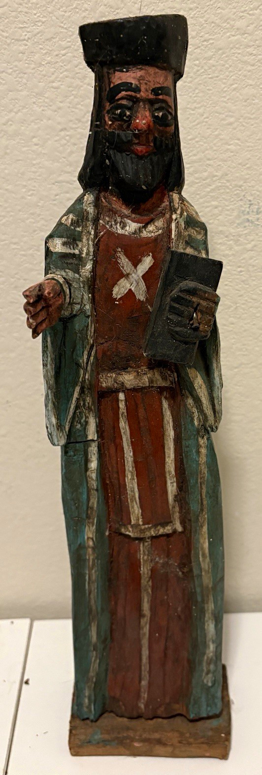Vintage 1991 Guatemalan Folk Art Hand Carved Wood Santo Saint Statue 15" Signed Vintage 1991 Guatemalan Folk Art Hand Carved Wood Santo Saint Statue 15" Signed