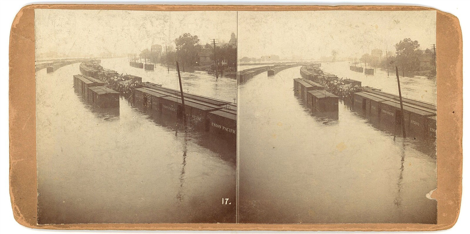MISSOURI STEREOVIEW - Kansas City - Flooded Railroad Cars - LG Kennedy c1903 MISSOURI STEREOVIEW - Kansas City - Flooded Railroad Cars - LG Kennedy c1903