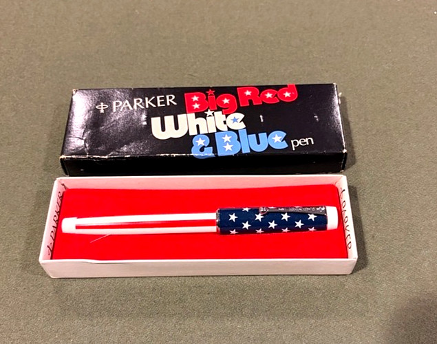 NOS Vintage 1970s Parker Big Red White & Blue Stars Stripes Rollerball Pen NOS Vintage 1970s Parker Big Red White & Blue Stars Stripes Rollerball Pen