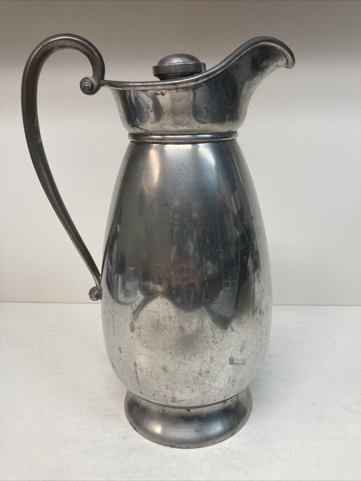 1930s Vintage Insico Pewter 0304 Large Cocktail Shaker Drink Pitcher with Lip