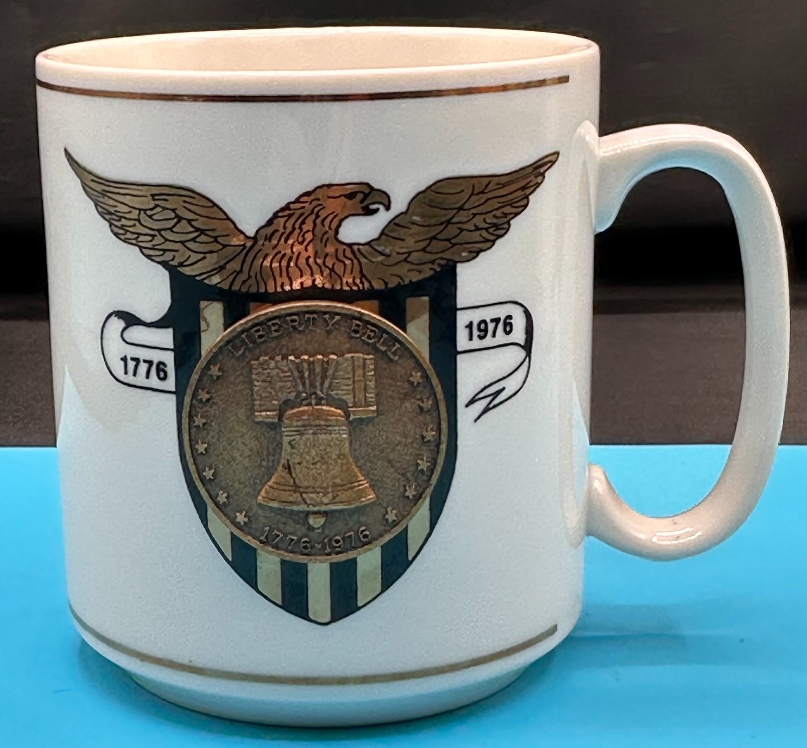 Vintage 1976 Bicentennial Liberty Bell Mug Goss Rockwell International USA Vintage 1976 Bicentennial Liberty Bell Mug Goss Rockwell International USA