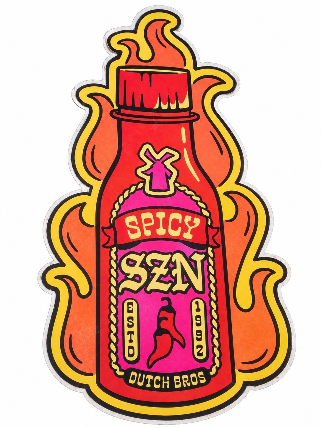Dutch Bros Coffee Spicy SZN Hot Sauce Sticker May 2023 Flames Coffee Decal Dutch Bros Coffee Spicy SZN Hot Sauce Sticker May 2023 Flames Coffee Decal