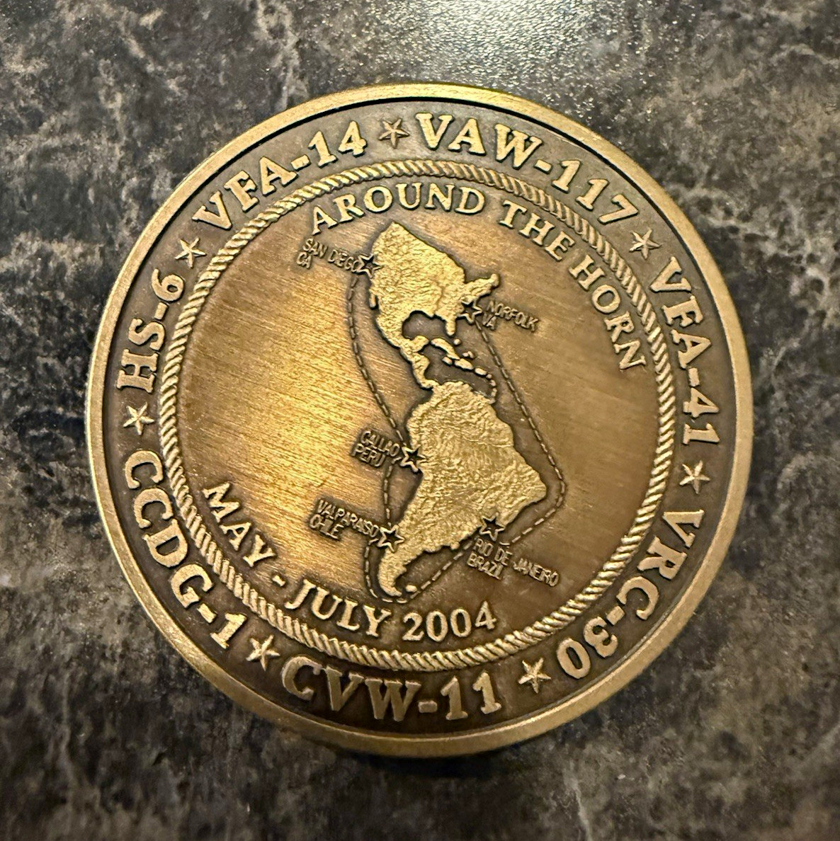 USS Ronald Reagan CVN-76 Inaugural Voyage Challenge Coin May-July 2004 USS Ronald Reagan CVN-76 Inaugural Voyage Challenge Coin May-July 2004