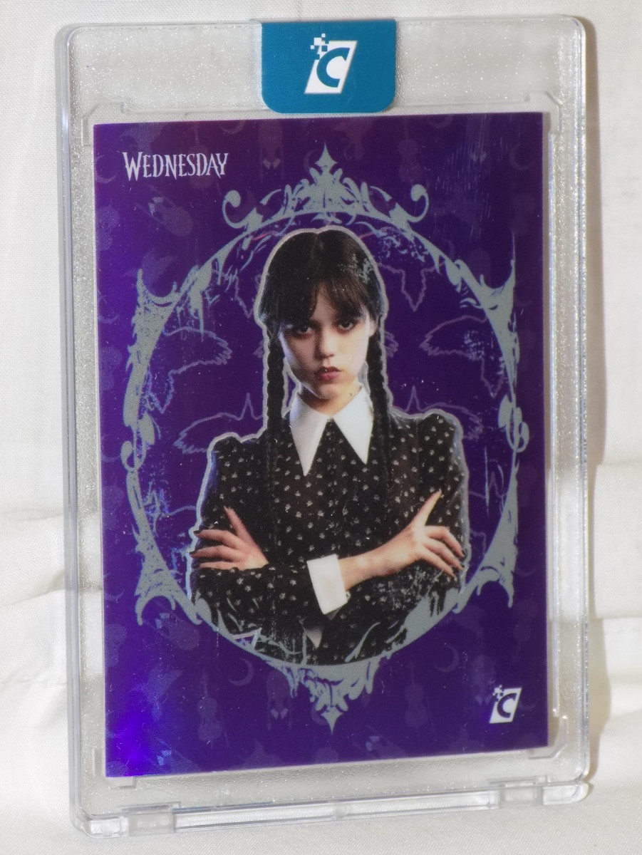 SDCC 2024 Wednesday Addams Trading Cards Convention Raven Refractor Purple SDCC 2024 Wednesday Addams Trading Cards Convention Raven Refractor Purple