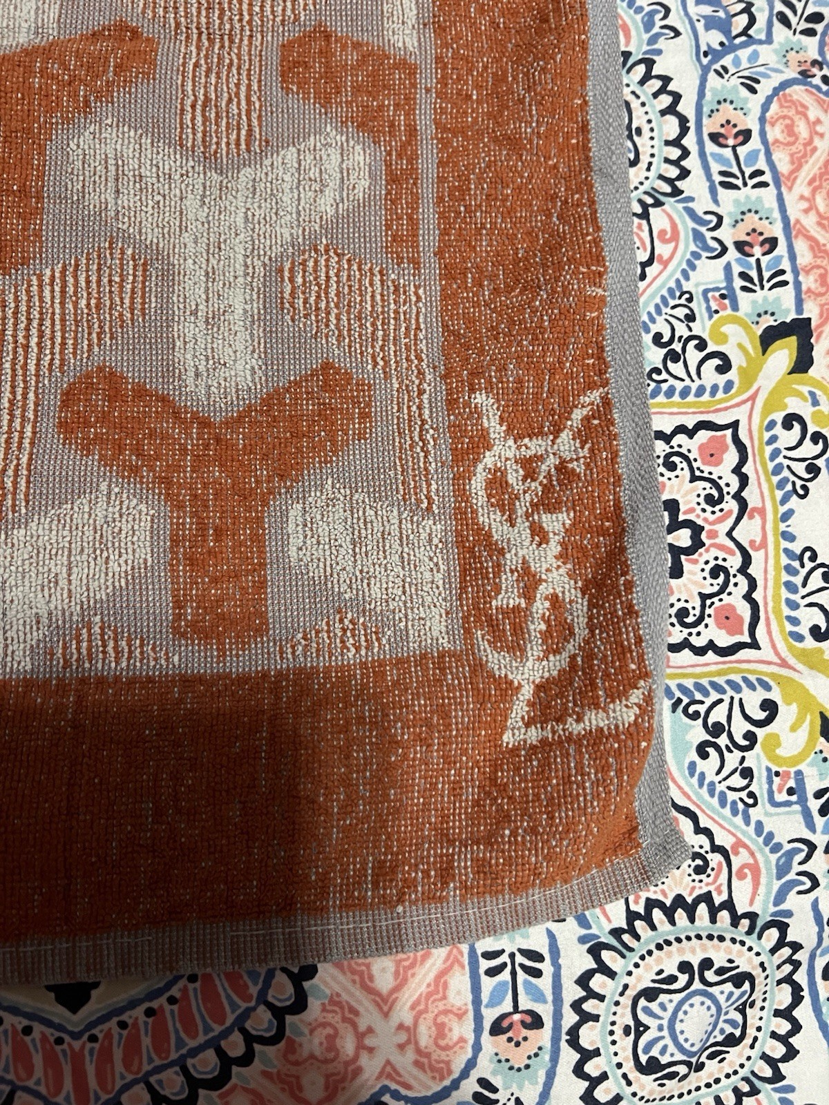Vintage 70s Yves Saint Laurent Logo Y Geometric Towel