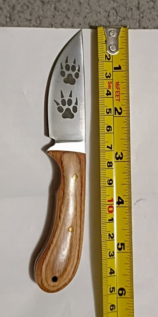 Timber Wolf TW189 Hunting Knife Drop Point SS Blade Wood Handle Full Tang Sheath Timber Wolf TW189 Hunting Knife Drop Point SS Blade Wood Handle Full Tang Sheath