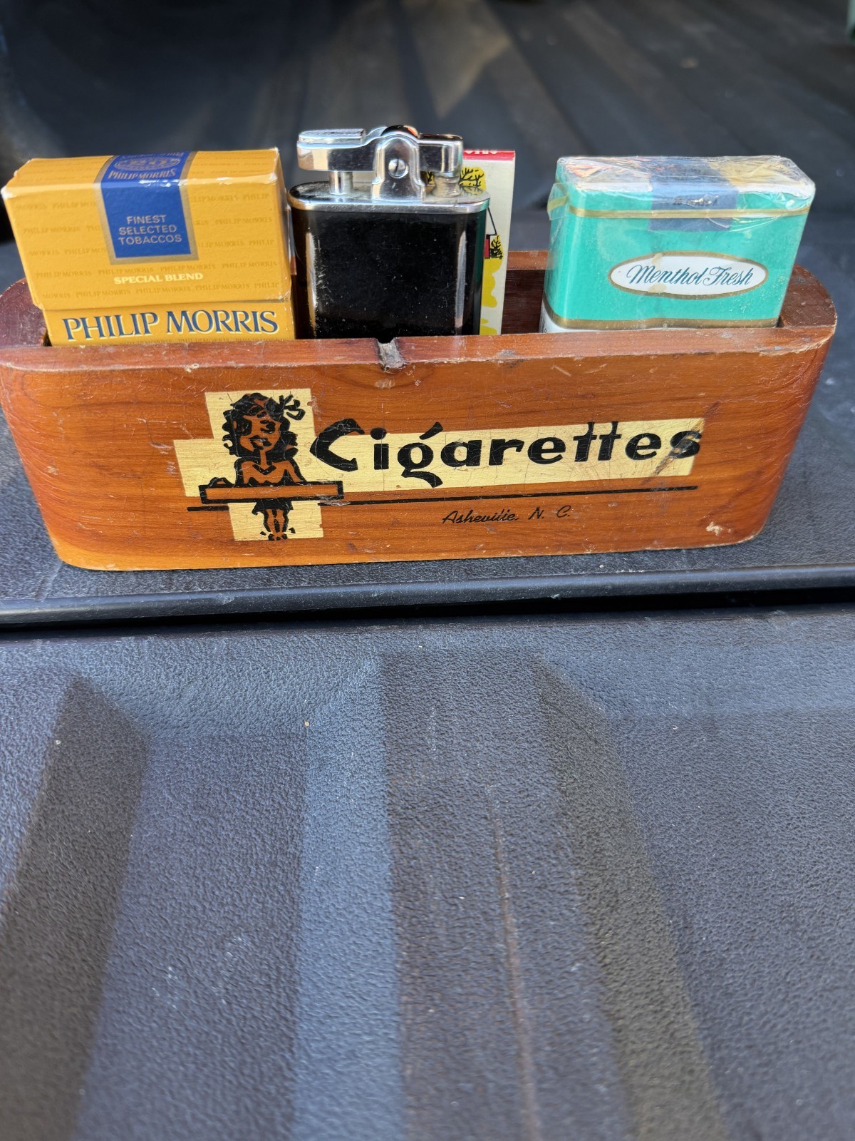 Vintage Cigarette Advertising Display Asheville NC Philip Morris Menthol Fresh L