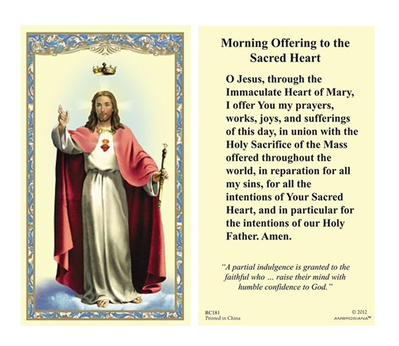 (2 copies) Morning Offering to the Sacred Heart Jesus Holy Prayer Card Catholic (2 copies) Morning Offering to the Sacred Heart Jesus Holy Prayer Card Catholic