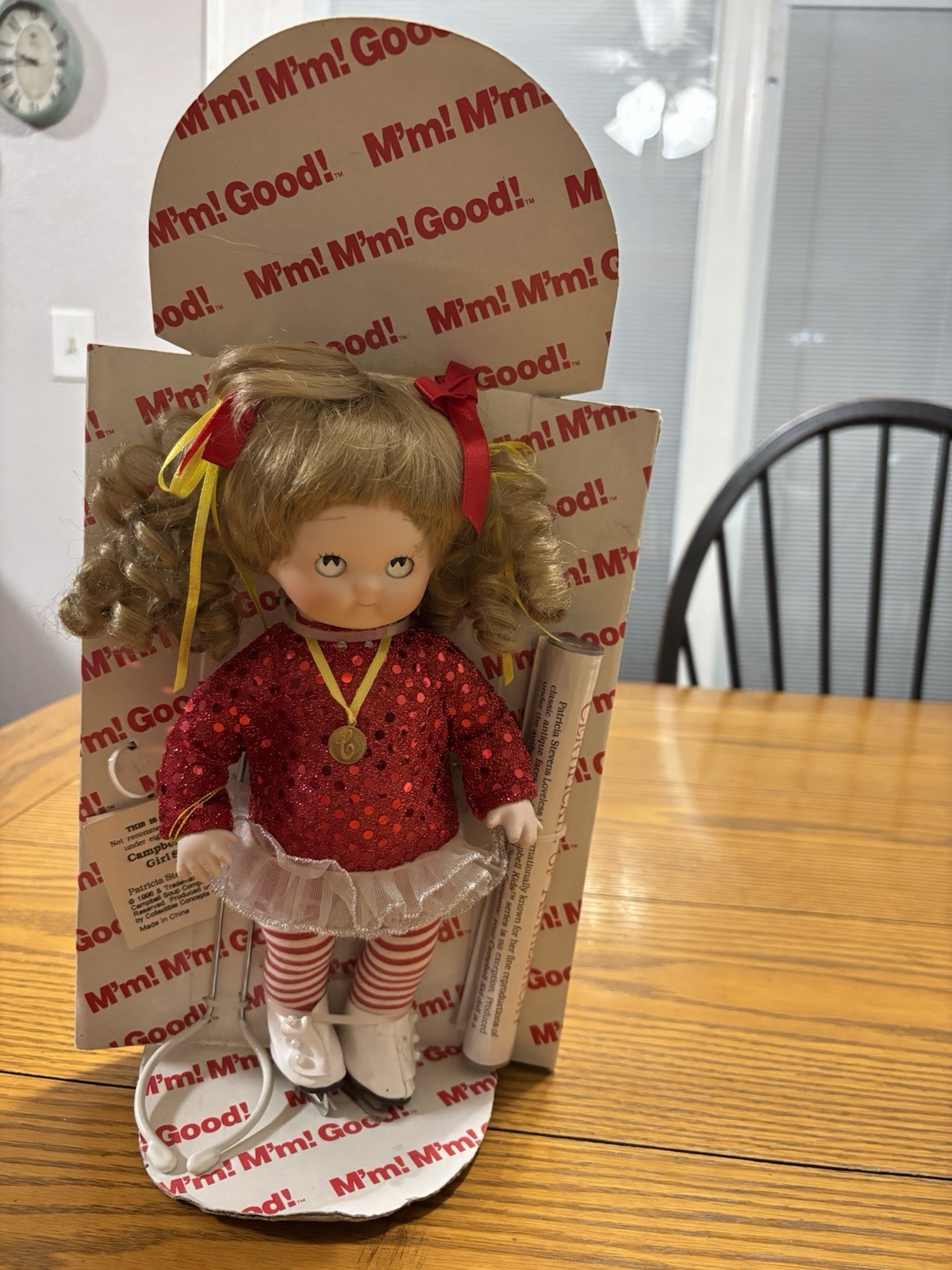 Vintage Campbell Kids Girl Skater, Still Fastened In Open Box, Stand Included