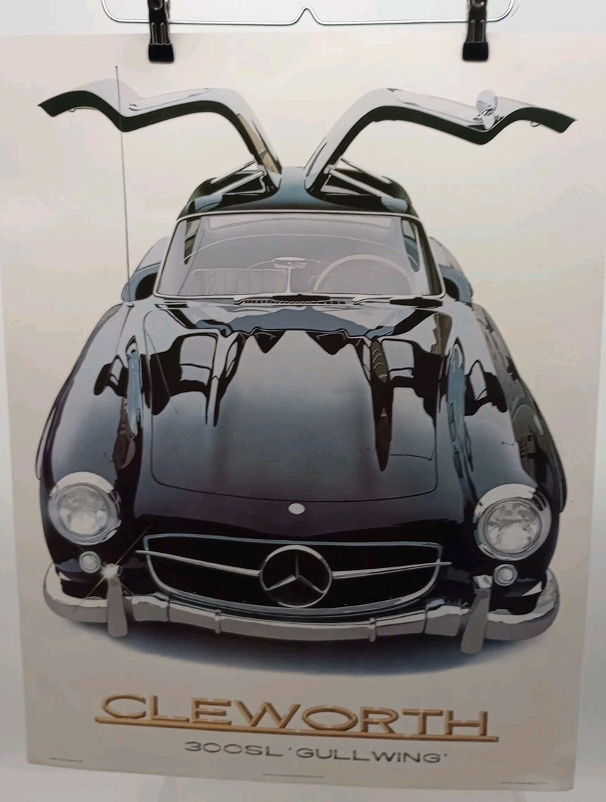 Vtg 1981 Mercedes-Benz 300SL Gullwing Harold Cleworth Poster Art Print 22x28" Vtg 1981 Mercedes-Benz 300SL Gullwing Harold Cleworth Poster Art Print 22x28"