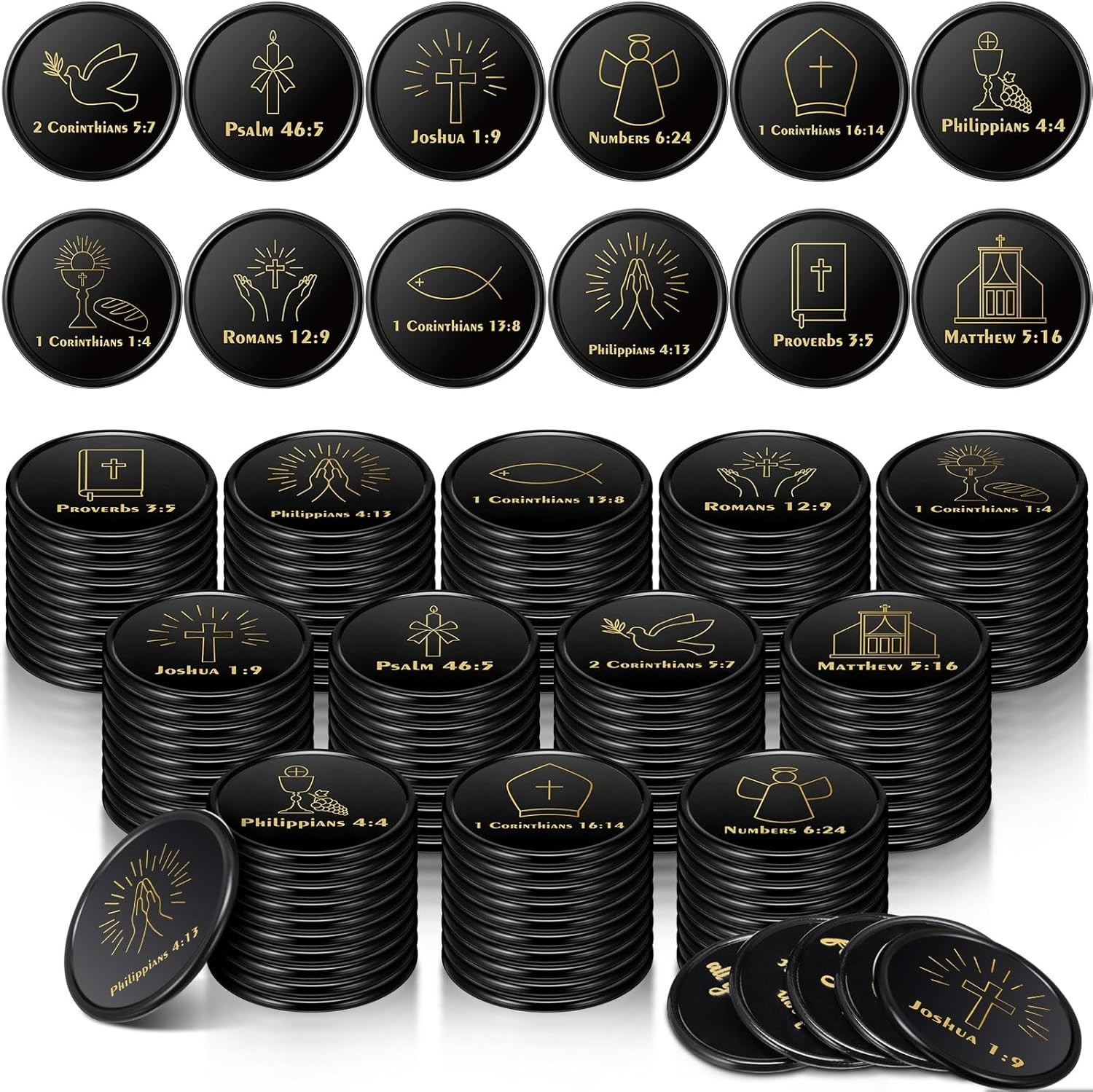 120 PCS 120 Pcs Christian Gift Bulk Bible Verse Prayer Tokens 1.5"